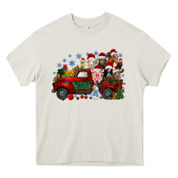 Cream christmas farm animals truck Heavy Core Tee - RacoonDesign