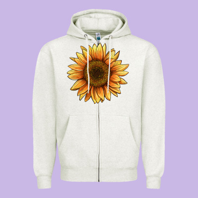 Sunflower Zipper Hoodie Designed By Barkaloodesign