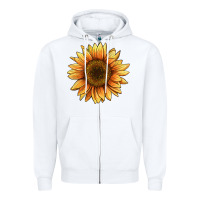 White sunflower Zipper Hoodie - BarkalooDesign