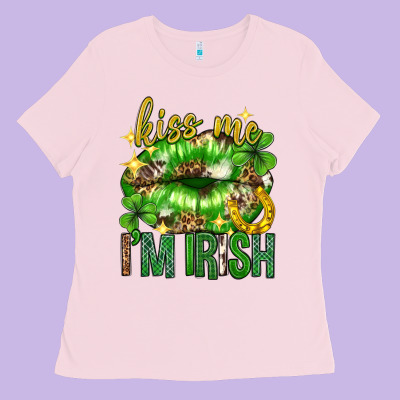 Kiss Me Im Irish St.patricks Day Lips St.patricks Ladies Tee Designed By Neo Western