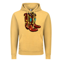 Vintage Mustard Western Christmas Boots Vintage Hoodie - RanaPortraitStore