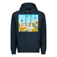 Navy spread kindness with dandelions Premium Hoodie - TumblerDesignByShophia