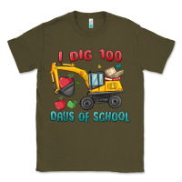 Army Green i dig 100 days of school excavator Classic Tee - MaliasSmallBusiness