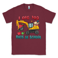Burgundy i dig 100 days of school excavator Classic Tee - MaliasSmallBusiness