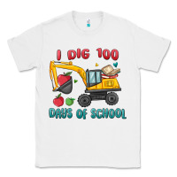 White i dig 100 days of school excavator Classic Tee - MaliasSmallBusiness