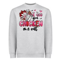 Heather Grey i see you chicken out Heavyweight Sweatshirt - MaliasSmallBusiness