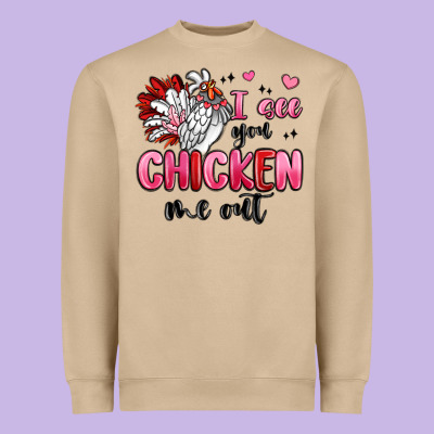 I See You Chicken Out Heavyweight Sweatshirt Designed By Maliassmallbusiness