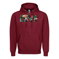 Burgundy love with holstein cow Zipper Hoodie - BarkalooDesign