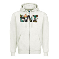 Oatmeal Heather love with holstein cow Zipper Hoodie - BarkalooDesign