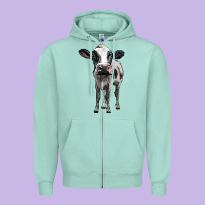 Holstein Cow Zipper Hoodie Designed By Barkaloodesign