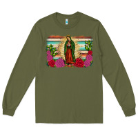 Army Green western our lady of Guadalupe Long Sleeve Tee - JahusDesignShop