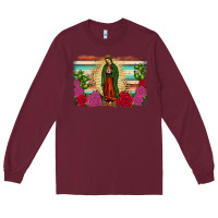 Burgundy western our lady of Guadalupe Long Sleeve Tee - JahusDesignShop