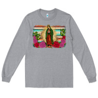 Heather Grey western our lady of Guadalupe Long Sleeve Tee - JahusDesignShop