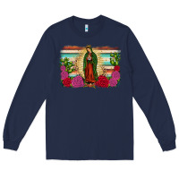 Navy western our lady of Guadalupe Long Sleeve Tee - JahusDesignShop