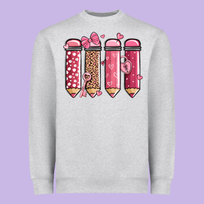 Valentine' Day Teacher School Pencils Heavyweight Sweatshirt Designed By Maliassmallbusiness