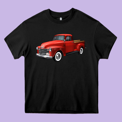 Western Red Truck Right 34 View Heavy Core Tee Designed By Fadigitalartstudio