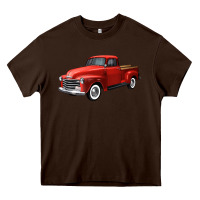 Chocolate Brown western red truck right 34 view Heavy Core Tee - FaDigitalArtStudio