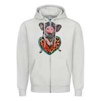 Dove Grey baby pig with leopard heart Zipper Hoodie - BarkalooDesign