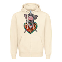 Sandshell baby pig with leopard heart Zipper Hoodie - BarkalooDesign