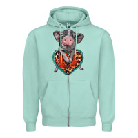 Seafoam baby pig with leopard heart Zipper Hoodie - BarkalooDesign