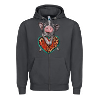 Smoke baby pig with leopard heart Zipper Hoodie - BarkalooDesign