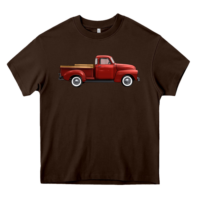 Western Red Truck Right Side View Heavy Core Tee by FaDigitalArtStudio | Teevron