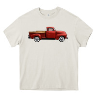 Cream western red truck right side view Heavy Core Tee - FaDigitalArtStudio