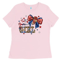 Bubblegum Pink cute american girl Ladies Tee - JahusDesignShop