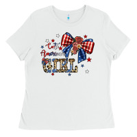 White cute american girl Ladies Tee - JahusDesignShop
