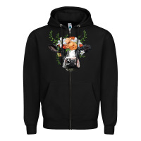 Black holstein cow head Zipper Hoodie - BarkalooDesign