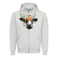 Dove Grey holstein cow head Zipper Hoodie - BarkalooDesign