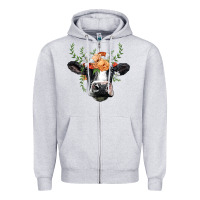 Heather Grey holstein cow head Zipper Hoodie - BarkalooDesign