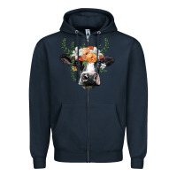 Navy holstein cow head Zipper Hoodie - BarkalooDesign