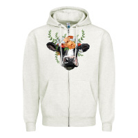 Oatmeal Heather holstein cow head Zipper Hoodie - BarkalooDesign