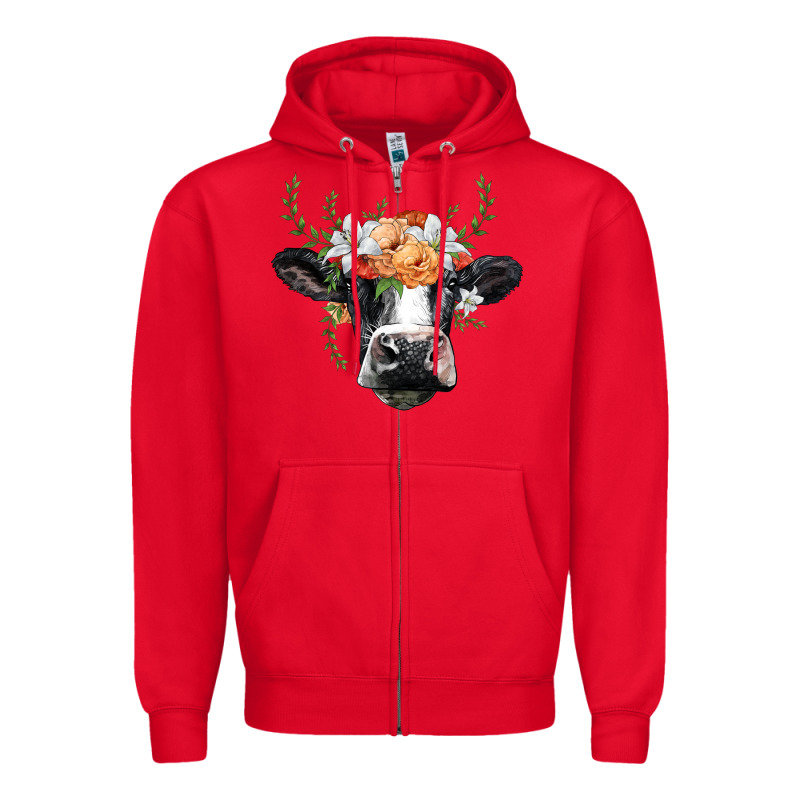 Holstein Cow Head Zipper Hoodie by BarkalooDesign | Teevron