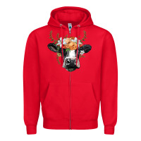 Red holstein cow head Zipper Hoodie - BarkalooDesign