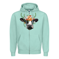 Seafoam holstein cow head Zipper Hoodie - BarkalooDesign
