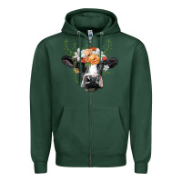 Sports Green holstein cow head Zipper Hoodie - BarkalooDesign