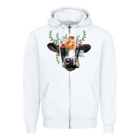 White holstein cow head Zipper Hoodie - BarkalooDesign