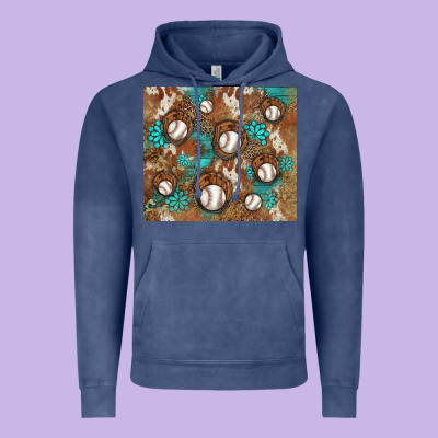 Baseball Turquoise Gemstones Western Patterns Vintage Hoodie Designed By Barkaloodesign
