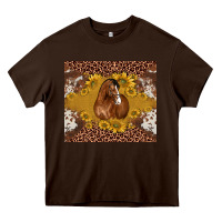 Chocolate Brown horse Heavy Core Tee - BarkalooDesign