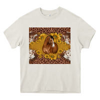 Cream horse Heavy Core Tee - BarkalooDesign