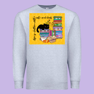 Life Is Better With Cats And Books Premium Sweatshirt Designed By Tumblerdesignbyshophia