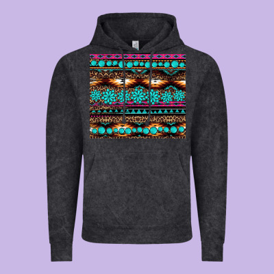 Leopard Aztec Turquoise Jewelry Vintage Hoodie Designed By Barkaloodesign