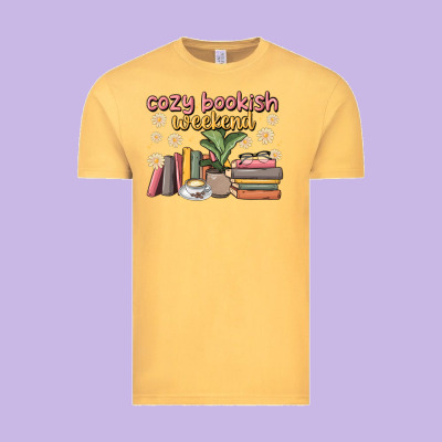 Cozy Bookish Weekend Vintage Tee Designed By Maliassmallbusiness
