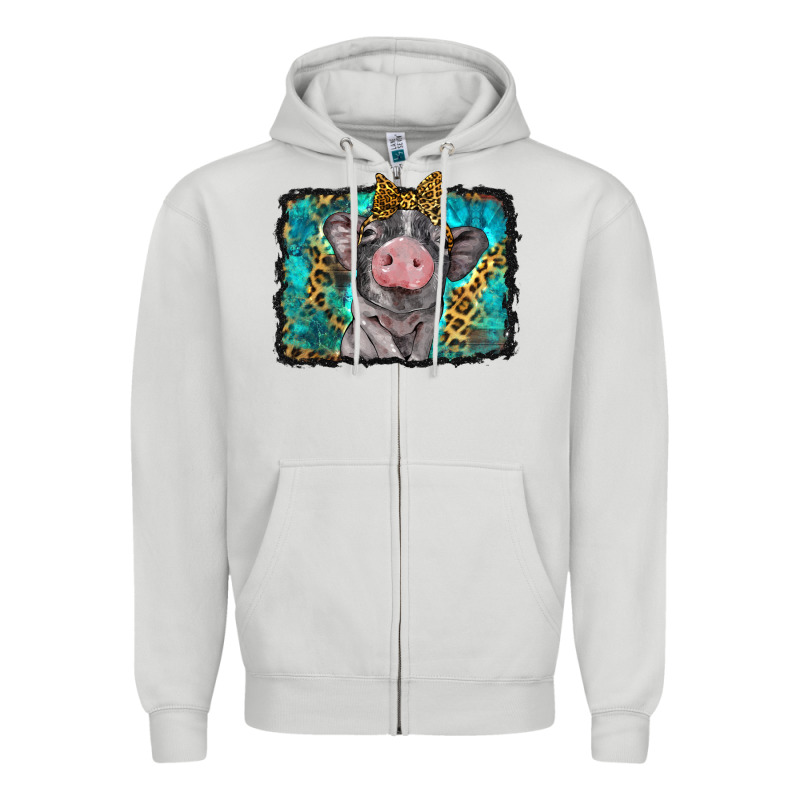 Baby Pig With Leopard Background Zipper Hoodie by BarkalooDesign | Teevron