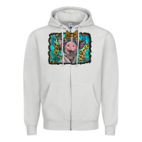 Dove Grey baby pig with leopard background Zipper Hoodie - BarkalooDesign