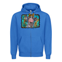 True Royal baby pig with leopard background Zipper Hoodie - BarkalooDesign