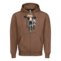 Chestnut holstein cow floral wreath Zipper Hoodie - BarkalooDesign