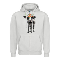 Dove Grey holstein cow floral wreath Zipper Hoodie - BarkalooDesign